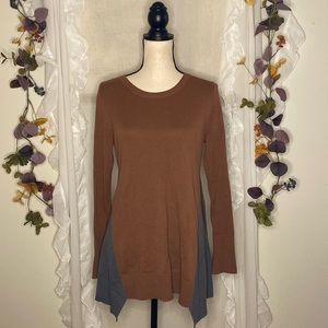 LOGO by Lori Goldstein Orange Brown‎ Gray Long Sweater Size Small